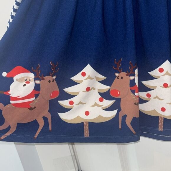 Milly Loves Lilly Girks Blue/white Striped long sleeve Santa dress Sz 6 EUC - Picture 6 of 9